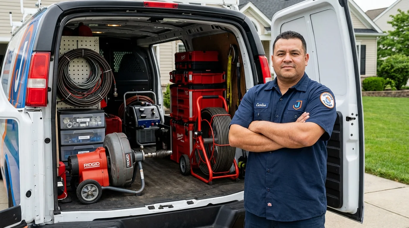 Professional drain cleaning equipment and Johns Plumbing LLC plumber in Mandeville