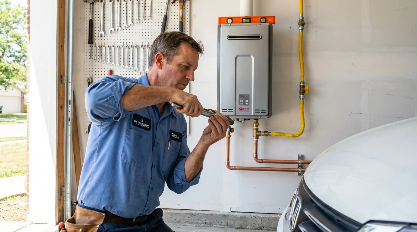 Tankless water heater installation by a Johns Plumbing LLC plumber in Mandeville